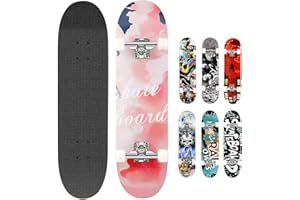 WESKATE Smibie Skateboards Pro 78,7 cm Skateboard Complet en Bois d'érable pour Adolescents débutants Filles garçons Enfants Adultes 7 Couches, Mixte Adulte Garçon Fille, Rose, 31'' x 8''