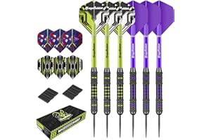 MageRabbit Dartpfeile mit Metallspitze, 6 Stück Professionelle SteelDarts mit 12 Dart-Flights