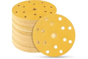 STEBRUAM 50 pezzi Dischi Abrasivi 150mm,80 Grana 15 fori set Fori Rotondi Carta Vetro 150 mm per Orbitale Levigatrice Giraffa per Legno,Metallo