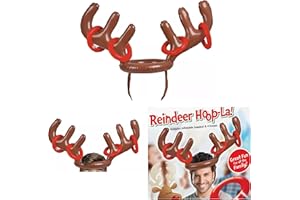 ADEPTNA Inflatable Reindeer Head Ring Toss Game Antler Hat Moose Family Fun Set Toys – Great Fun for all the Family