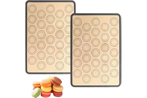 LUMINARYLAIR 2 Pièces Tapis Macarons Silicone,42×29.5cm Réutilisable Tapis de Cuisson pour Macarons,Sans BPA Anti-Adhérent Feuille de Cuisson Patisserie,Tapis Silicone Patisserie pour Macarons,Biscuits,Pizza(Kaki)