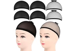 ‎FANDAMEI FANDAMEI 6 Stücke Wig Caps Nylon, Haarnetz für Perücke Kappen Perückenkappe Unterziehhaube Dehnbare Elastische Atmungsaktive Perückennetz, 2 Schwarze Haarnetz und 4 Perückenkappe