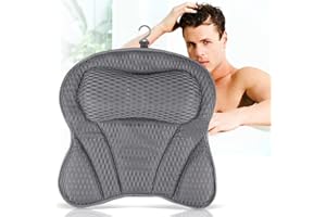Powmag Badewannenkissen, Badewannenkissen Nacken, Badekissen für Badewanne, Badesofa Badewannenkissen, Kissen badewanne rücken, Wannenkissen mit Starken Saugnäpfen für Home Spa und Badewannen (Grau