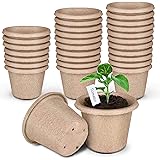 ANSUG 11cm Runde, biologisch Abbaubare Anzuchttöpfe mit 10 Stück weißen Kunststoff-Pflanzenetiketten, kompostierbare Pflanzen