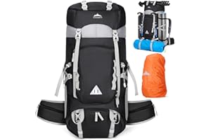 IGOLUMON Trekking Backpack 60L Hiking Backpack Men Women Travel Backpack Large Backpack with Rain Cover for Camping Trekking Mountainering Outdoor Travel, black, Hiking backpack