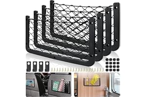 JTOOYS 4 Stück Gepäcknetz, 36x18cm, Kofferraum Netztasche Auto Aufbewahrungsnetzm mit 6 Haken & 30 Schraube, Universal Auto Ablagenetz für Wohnmobil/Boote/LKW/Wohnwagen/SUV