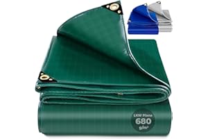 ROTFUCHS Abdeckplane mit Ösen 300x200 cm Grün - 680 g/m² PVC Ripstop-Gewebe Reißfest & Wasserdicht, Universell für Pool, LKW, Holz Gartenmöbel, PVC Abdeckung, Schutzplane, Gewebeplane 6m²