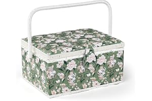 NOTIONSLAND Sewing Baskets for Home, Large Sewing Box for Storage and Organisation, Sewing Basket with Accessories, Gift for Christmas, Thanksgiving, Mother's Day (Green)