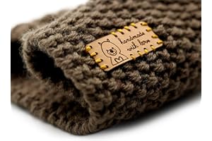 3DP Handmade with love etiqueta con agujeros de cuero - Oso de peluche - RX02 - Etiquetas handmade para ganchillo, etiquetas de cuero hechas a mano para artesanía (15 piezas - Texto Estándar)