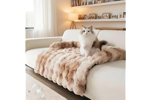 LiveGo Thick Rabbit Plush Pet Couch Cover, Washable Anti-Slip Dog Bed Mat, Fluffy Furniture Protector for Pets, Soft Durable Sofa Shield for Cats & Dogs, Cozy and Easy to Maintain