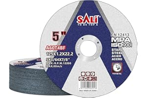 SALI Disque à Tronçonner 125 Métal 125 X 1,2 X 22,23 mm Disque de Coupe 25 Pièces Disque Découper pour Meuleuse d'Angle Pour Métal, Acier et Acier Inoxydable INOX Fer