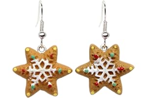 Bluebubble CHRISTMAS COOKIE Iced Gingerbread Star Dangle Earrings on Gift Card