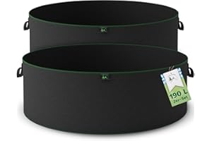 ‎TTL COMMERCE TTL Garden 2X 190L Hochbeet Pflanzsack aus Vlies Stoff - 2er Set 190 Liter Beet Pflanzsäcke 92 x 30 cm aus 300 g/m² Filz & Vliesstoff - Beet für Balkon Terrasse Gewächshaus & Garten