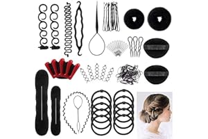 PEUTPY 25-częściowy zestaw do stylizacji włosów, zestaw akcesoriów do różnych stylów włosów, zestaw narzędzi do stylizacji włosów, magiczna pomoc w zaplataniu, podkładki piankowe, akcesoria do samodzielnego wykonania