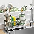 Cisily 2-in-1 Soap Dispenser & Sponge Holder, Modern, Minimalist Sage Green Dish Rack for Kitchen Sink