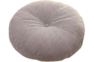 Kuntesetty Cojín Redondo para Meditación Y Descanso de 45 CM, Cojin Funda de algodón Lavable Yoga Zafu para Hogar, Dormitorio, Salón, Gris Claro, Individual