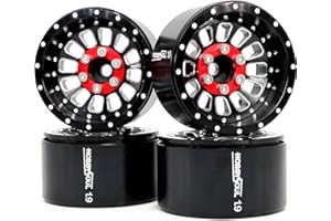 hobbysoul RC 1,9 Beadlock Ruedas ajustables 4 Negativo Desplazamiento Llantas Ancho 31 mm Negro para Crawler Traxxas TRX-4 Axial SCX10 Redcat Gen8 (4 unidades)