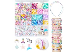 snookids Perline per Braccialetti, Kit Braccialetti fai da te Bambina, Regalo Bambina 5 6 7 8 9 10 Anni, per Creare Braccialetto, Collane, Giochi BambinI 5 6 7 8 10 Anni