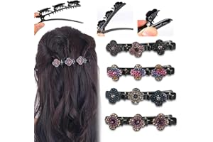 NYLEA Doppelschicht Haarspange,4 Pcs Geflochtene Haarspangen 2024 Haarspangen Damen mit Funkelnden Kristallsteinen Elegante Haarstyling Clips Kolibri Haarspange Strass-Haarspange haarklammern
