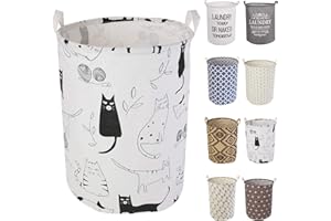 LessMo 19.7"Cestello portaoggetti per Cesto della Biancheria, cesti per Biancheria Pop-up Pieghevoli, Lino Cotone Impermeabile Rotondo