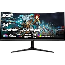 Acer Nitro XZ342CUV3 Gaming Monitor 34 Inch UWQHD 180Hz Curved