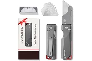 FLISSA Klappmesser Teppichmesser, Titan CNC-gefrästes Universalmesser, Cuttermesser mit Schnellwechselklinge, Ideale Geschenke für Männer und Frauen, mit extra 10 Klingen