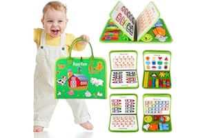 Lanjue Busy Board Sensory Toys for Babies, 6 in 1 Toddlers Toys Sensory Activity Board Preschool Educational Toys for Learning Fine Motor Skills Toddler Travel Toys for 1+ Year Old Girls Boys, Medium