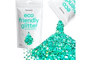 Hemway Eco Friendly Biodégradable Glitter 100 g / 3,5 oz cosmétique Bio Safe Étincelle végétalien pour le visage, fard à paupières, Craft - 1/8" 0,125" 3 mm - Turquoise Holo