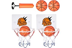Gejoy 7 Pieces Mini Basketball Hoop Set Includes 2 Pieces Mini Basketball Hoop with 4 Pieces Balls and Inflation Pump for Bedroom Bathroom Toilet Office Desktop Basketball Game Favors