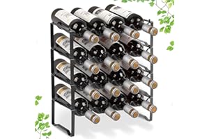 ‎BOMCLAP Bomclap 4 Tier stapelbare Weinregale halten 8-16 Flaschen Weine, Metall freistehender Stand Wein Organizer Halter Countertop Likör Aufbewahrungsregal, schwarz