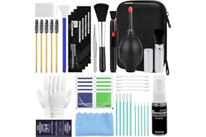 PLAPOT 43 Piezas Kit Limpieza Profesional de Cámaras,Limpiador Sensores Lentes de Cámara, con Secador de Pelo, Pluma Limpieza Lentes, Cepillo de Limpieza,para Lentes Ópticas y Cámaras Digitales SLR