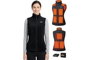 Topdot Polaire Gilet Chauffant Femme Avec Batterie 7,4V 16000 mAh Incluse,10 Zones de Avec 3 TempéRatures RéGlables,Electrique Veste Chauffante Pour Le Travail En ExtéRieur,Ski