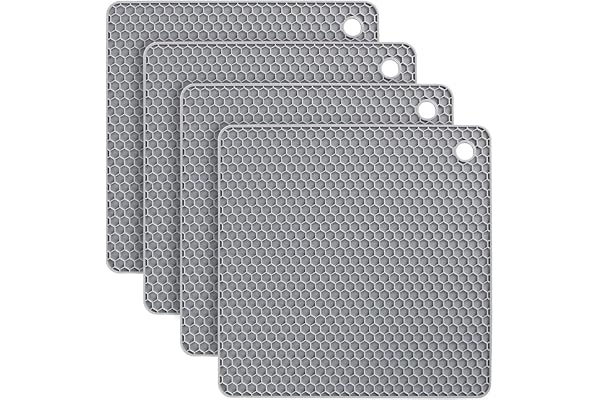 flintronic Dessous de Plat Silicone, 4PCS Anti-dérapant Anti-Chaleur 250 °C Multifonction Repose-cuillère Dessous de Verre de Cuisine Tapis de Table pour Cuisine et Salle à Manger