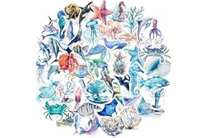 GEEHUA 50 Piezas Pegatinas de Animales Marinos, Impermeables, Autoadhesivas, Mundo Submarino, Vida Marina Subacuática, Océano para Niños Fiesta, Álbum de Recortes