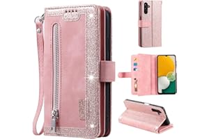 EYZUTAK Funda para Samsung Galaxy A34 5G, funda de piel con tapa y cierre magnético, cartera con 9 compartimentos para tarjetas, función de soporte, retro, mate, piel rosa