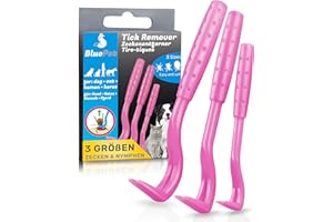 BluePet Zestaw 3 haczyków na kleszcze dla psów, kotów, koni i ludzi I dźwignia do usuwania kleszczy jako sprawdzony środek do usuwania kleszczy I alternatywa dla pincety kleszczowej, kleszczy i środka