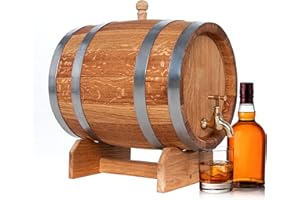 Bonanza Wood Tonneau en Bois 20L - Tonneau en Chêne Pour le Whisky, Le Vin et D'autres Alcools - Distributeur Vin et de Whisky avec un Robinet en Métal - Il Vieillit L'alcool