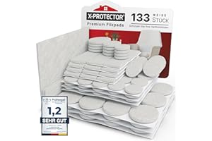 ‎X-PROTECTOR X-Protector Filzgleiter 133 Stück - Prämie Möbelgleiter Weiß - Dicker Filz Selbstklebend - Bodenschoner für Stühle - Große Menge an Filzgleiter Selbstklebend - Schützen Sie Ihre Holzfußböden