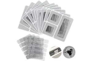 Zuroki Kit Riparazione Zanzariera, 55 Pezzi Riparazione Patch Porta Finestra, Riparazione Fibra di Vetro Autoadesiva, Zanzariera Patch Zanzariera per Riparare Macchie Prevenire Zanzare Insetti
