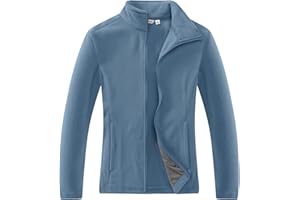 33,000ft Damen Fleecejacke mit Durchgehendem Reißverschluss Stehkragen Damen Leichte Fleece Jacke Antistatische Outdoor Damenjacke für Wandern und Freizeit