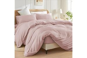 SSW HOMES Double Size Duvet Cover Set (Blush) - 3 Pcs Brushed Microfiber Plain Dyed Quilt Cover - Bedding Set with Button Closure Include 1 Duvet Cover & 2 Pillowcases