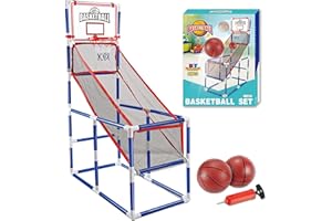 Sanlebi Basketball Hoop and Stand for Kids, Mini Basketball Net and Pumps, Arcade Game, Outdoor Indoor Sports Game Set for 3 Years Old and Up