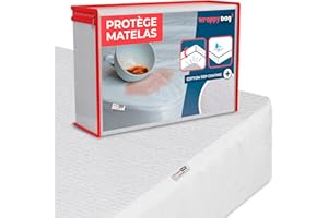 WRAPPYBAG Protège Matelas Imperméable 140 x 190 cm – Alèse en Coton Certifiée OEKO-TEX Bonnet 30cm – Housse de Lit Hypoallergénique (Acarien/Poussière/Transpiration) avec Attache Élastique