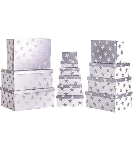 NEUSER PAPIER Confezione regalo con coperchio a ribalta - 1 pezzo - DIN A4 - rivestimento grigio