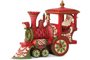 Enesco Jim Shore Heartwood Creek Weihnachtsmann im Weihnachtszug Lokomotivfigur, 15,2 cm hoch, Rot