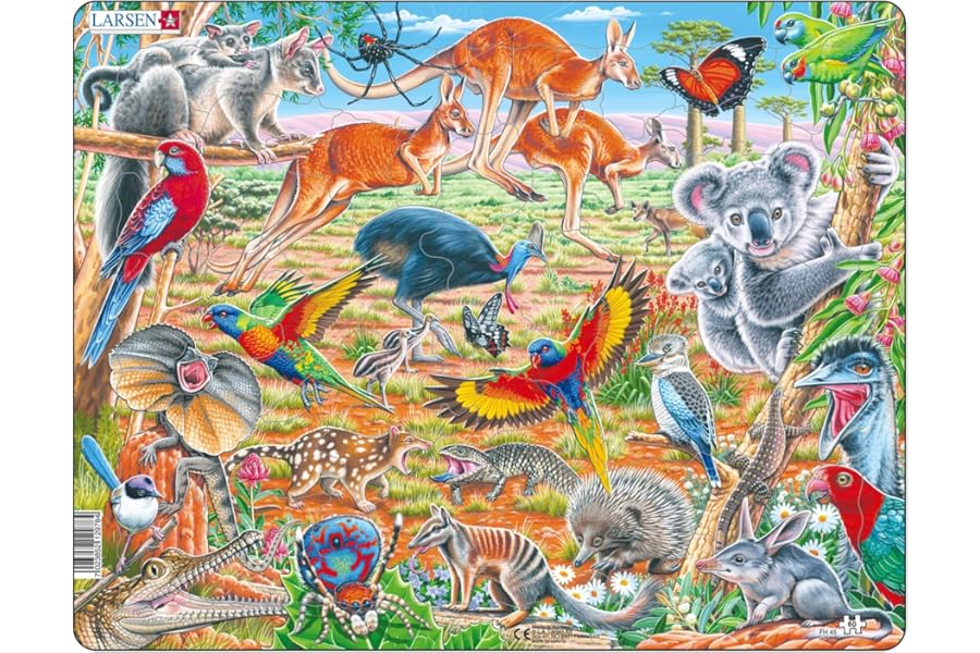 Larsen FH45 The unique fauna of Australia, 60 Piece Boxless Tray & Frame Jigsaw Puzzle