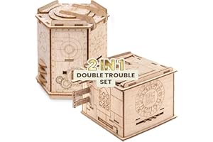 ESC WELT Double Trouble Set - Escape Room Spiel Erwachsene - Rätselbox Knobelspiele für Erwachsene - 3D Puzzle Box Spiele - Holzpuzzle Erwachsene - Einzigartiges Knobelspiel - Escape Game Knobelbox