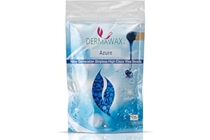 Dermawax Wegański wosk do woskowania, perełki woskowe do usuwania włosów, brazylijskie woskowanie, twarz, nogi, okolice intymne, pach, bez pasków z włókniny (azure)