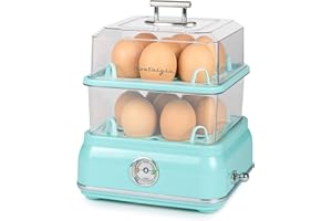 Nostalgia CLEC14AQ Retro Premium 14 Capacity Electric Large Hard-Boiled Egg Cooker, Poached, Scrambled, Omelets, Whites, Sandwiches, for Keto & Low-Carb Diets, Aqua