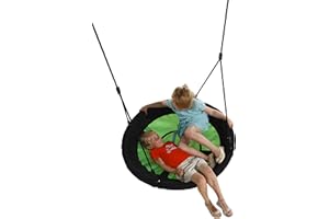 LITTLE DUCK BEAR LTD Little Duck Bear Nest Swing Seat With Soft Seating 100cm Diameter Flying Saucer For Children's Swing Frames - Apple Green and Black - Holds Up To 150kg Weight.